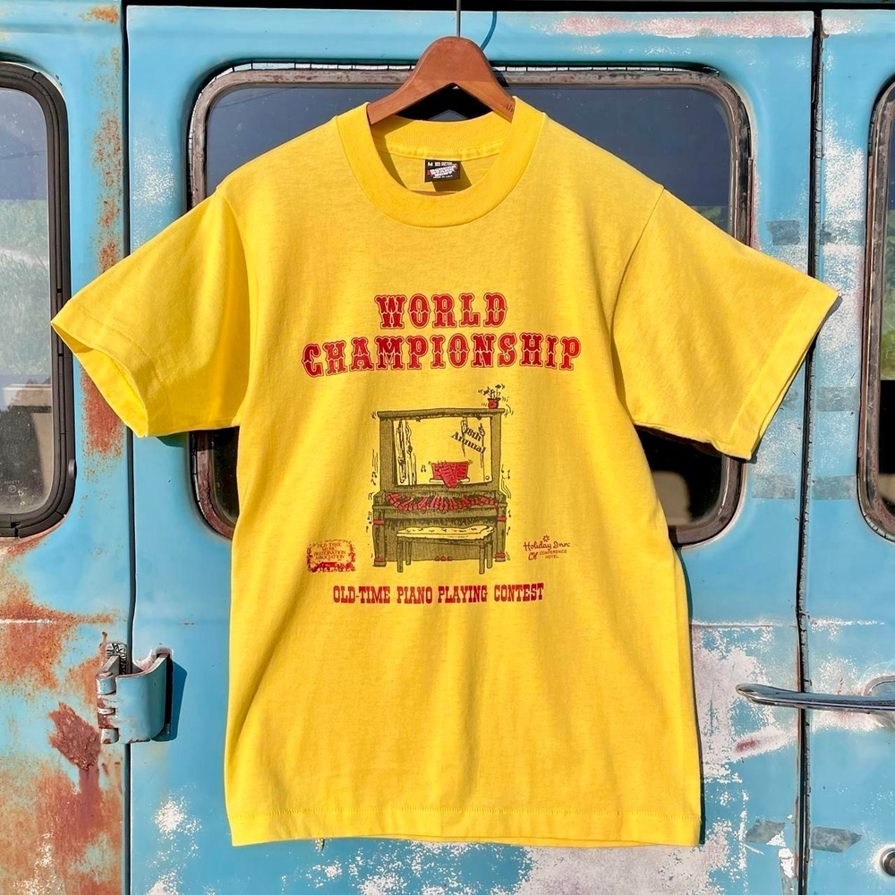 80s screen stars old time piano playing contest word championship t-shirt